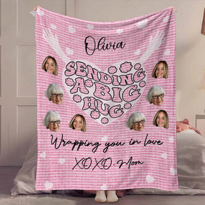 Custom Photo Sending A Big Hug - Personalized Blanket