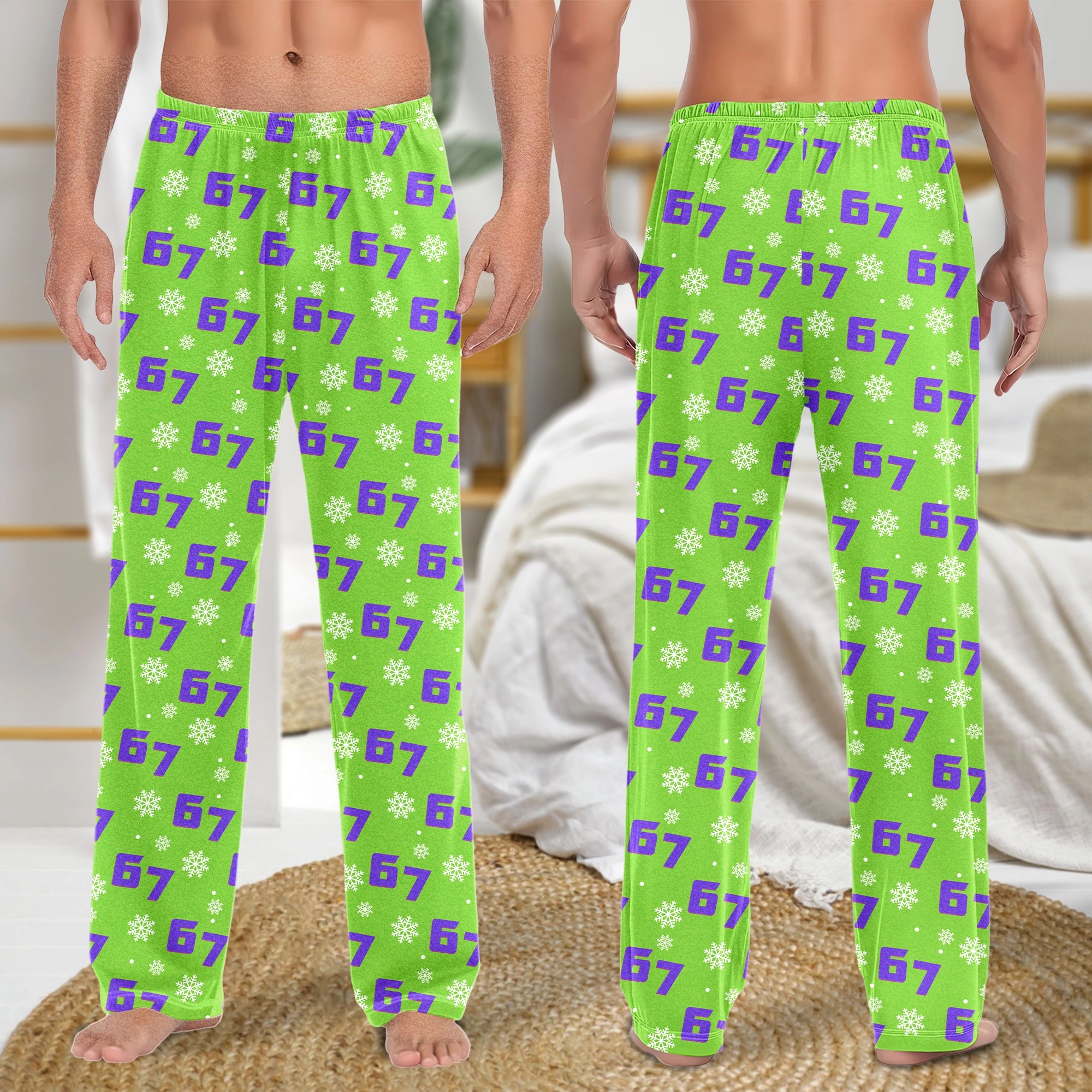 Green Christmas 67 - Holiday Snowflake, Cozy Winter Sleepwear For Men, Women - Personalized Pajama Pants
