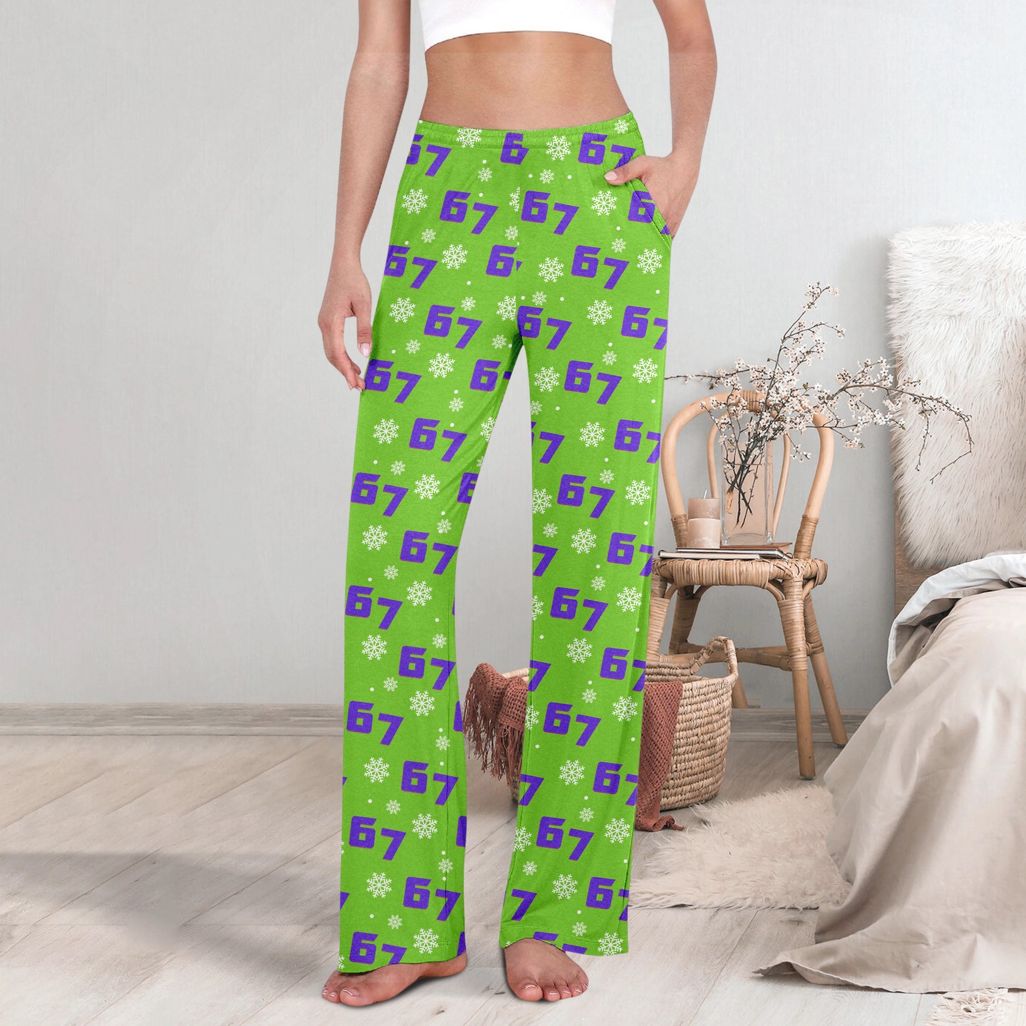 Green Christmas 67 - Holiday Snowflake, Cozy Winter Sleepwear For Men, Women - Personalized Pajama Pants