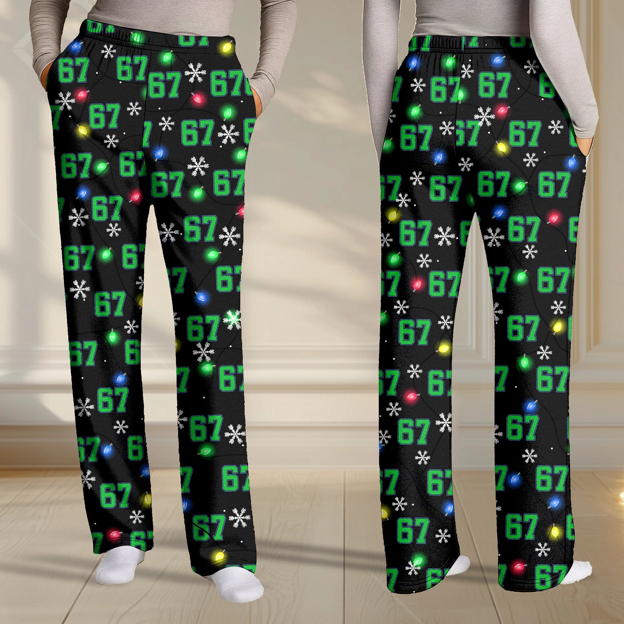 Christmas Lights Number 67 - Festive Winter Sleepwear - Personalized Pajama Pants