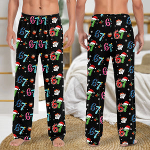 67 Grinch & Santa Theme - Funny Holiday Lounge Pants, Gift For Men, Women - Personalized Pajama Pants