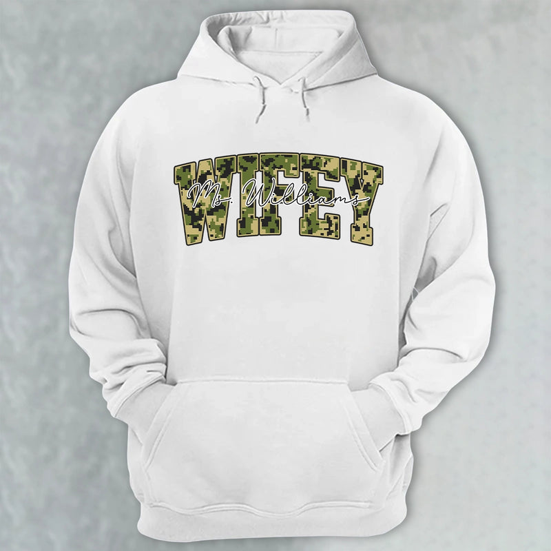 Wifey Pattern Wiffey - Gift For Husband, Wife, Boyfriend, Girlfriend, Couple - Personalized Hoodie