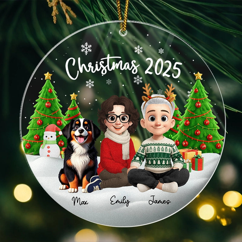 Christmas 2025 - Custom Family And Pet - Personalized Acrylic Ornament