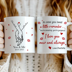 Couple Engagement Love Hands - Gift For Boyfriend, Girlfriend, Couple - Personalized Mug