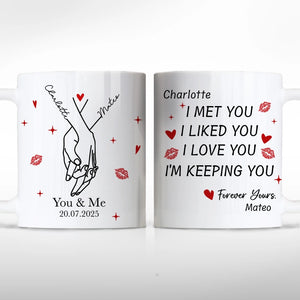 Couple Engagement Love Hands - Gift For Boyfriend, Girlfriend, Couple - Personalized Mug