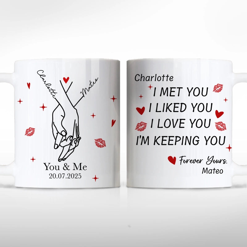 Couple Engagement Love Hands - Gift For Boyfriend, Girlfriend, Couple - Personalized Mug