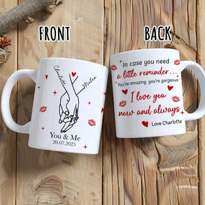 Couple Engagement Love Hands - Gift For Boyfriend, Girlfriend, Couple - Personalized Mug