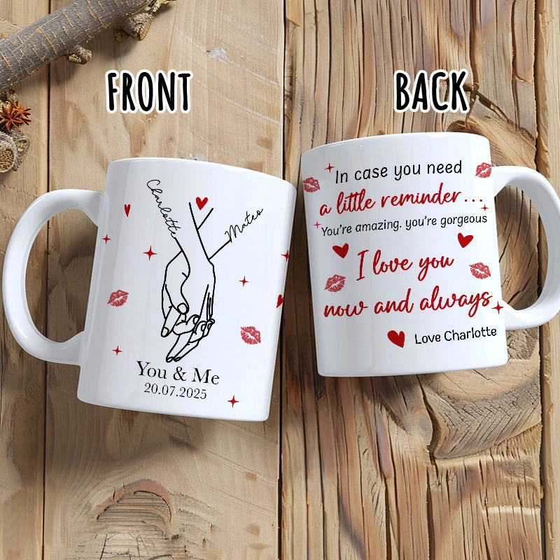 Couple Engagement Love Hands - Gift For Boyfriend, Girlfriend, Couple - Personalized Mug