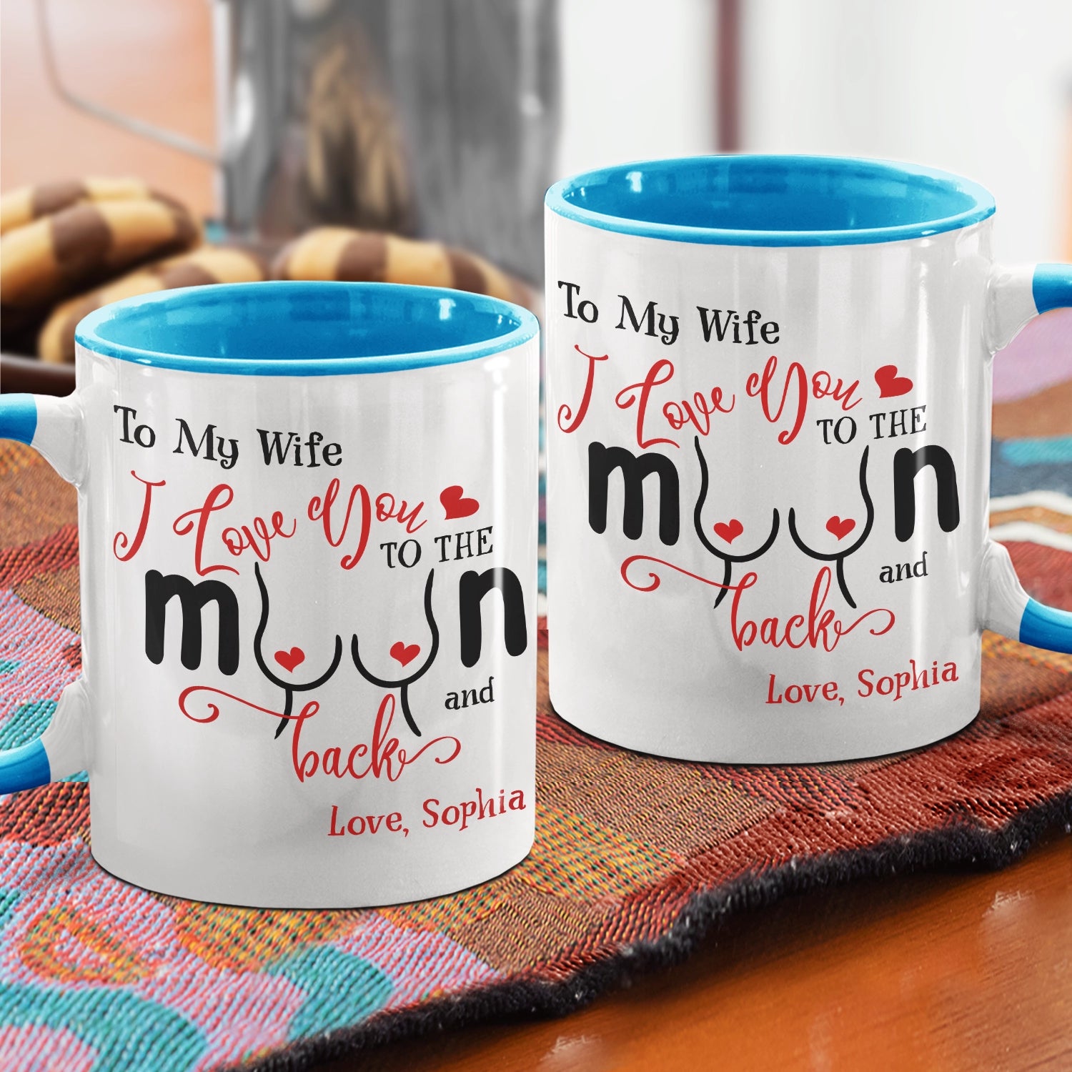 I Love You To The Moon And Back - Gift For Wife, Girlfriend, Her, Couple - Personalized Accent Mug