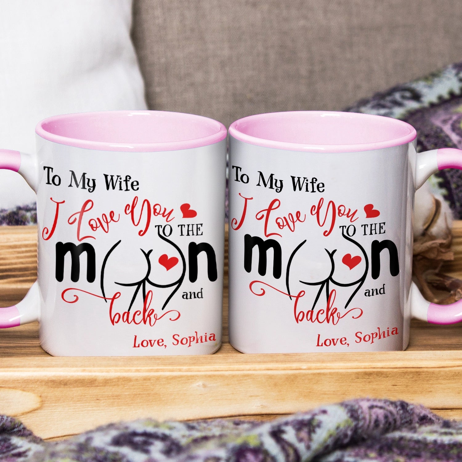 I Love You To The Moon And Back - Gift For Wife, Girlfriend, Her, Couple - Personalized Accent Mug