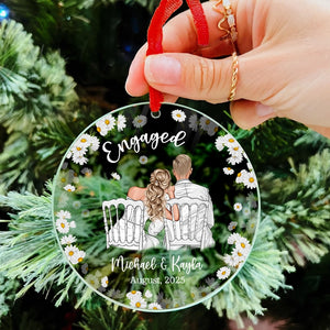 Floral Engaged 2025 - Christmas Gift For Newlywed Couple - Personalized Acrylic Ornament