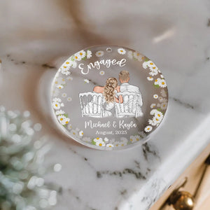 Floral Engaged 2025 - Christmas Gift For Newlywed Couple - Personalized Acrylic Ornament