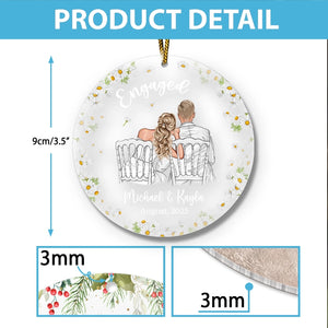 Floral Engaged 2025 - Christmas Gift For Newlywed Couple - Personalized Acrylic Ornament