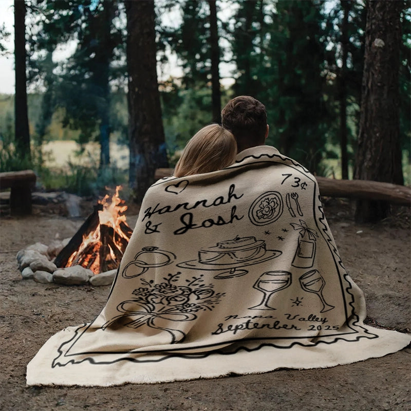 Vintage Wedding Party - Wedding Anniversary Gift - Personalized Blanket
