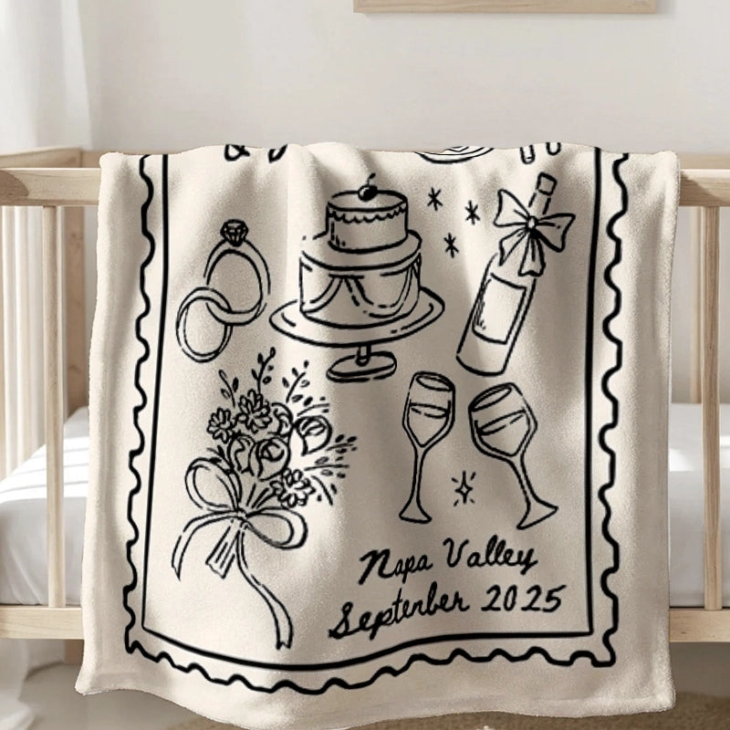 Vintage Wedding Party - Wedding Anniversary Gift - Personalized Blanket