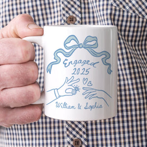 Engaged 2025 - Blue Coquette Bow Wedding Gift - Personalized Mug