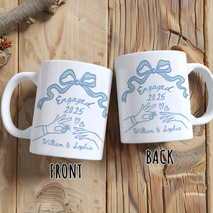 Engaged 2025 - Blue Coquette Bow Wedding Gift - Personalized Mug