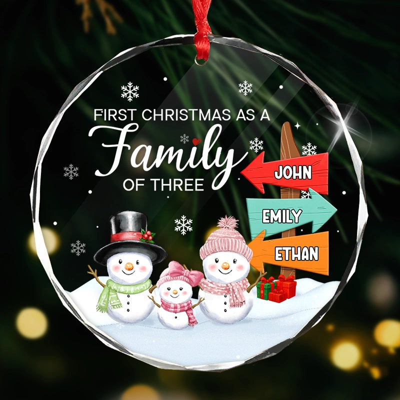 First Christmas As A Family - Personalized Circle Glass Ornament