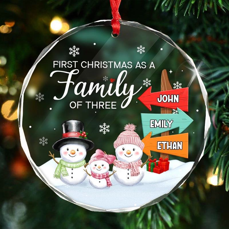 First Christmas As A Family - Personalized Circle Glass Ornament