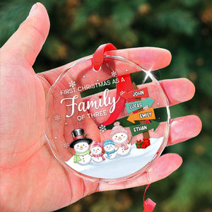 First Christmas As A Family - Personalized Circle Glass Ornament