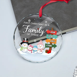 First Christmas As A Family - Personalized Circle Glass Ornament