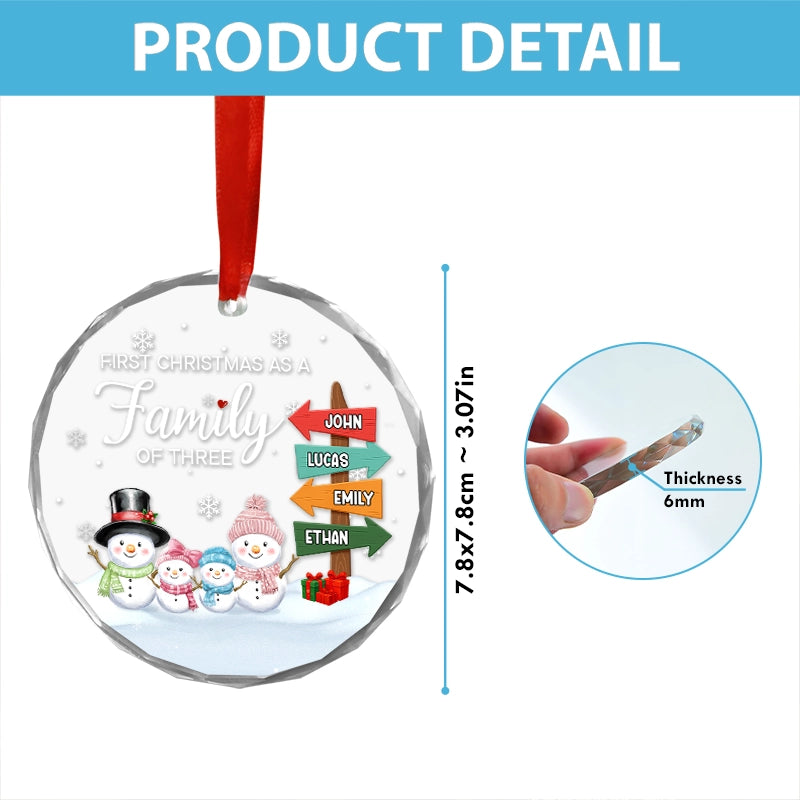 First Christmas As A Family - Personalized Circle Glass Ornament