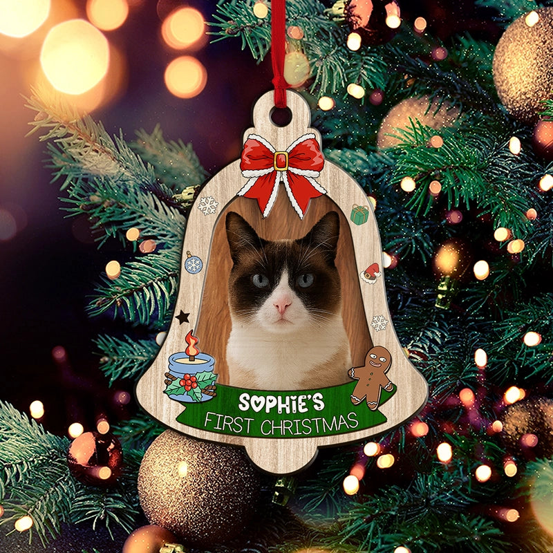 My Cat's First Christmas - Funny Gift For Cat Lovers - Personalized 2-Layered Wooden Ornament