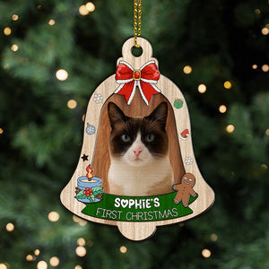 My Cat's First Christmas - Funny Gift For Cat Lovers - Personalized 2-Layered Wooden Ornament