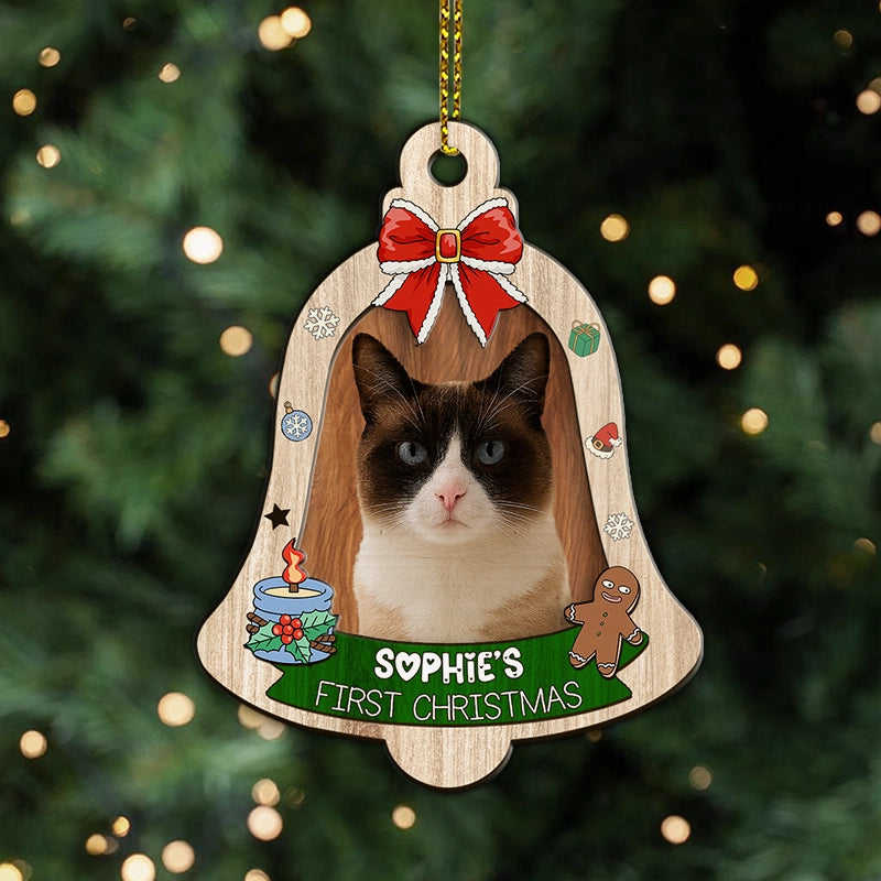 My Cat's First Christmas - Funny Gift For Cat Lovers - Personalized 2-Layered Wooden Ornament