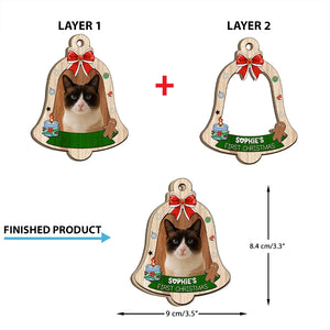 My Cat's First Christmas - Funny Gift For Cat Lovers - Personalized 2-Layered Wooden Ornament