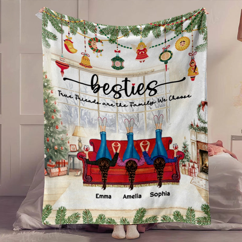 True Friends Are The Family We Choose - Christmas Gift For Besties - Personalized Blanket