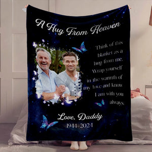 A Hug From Heaven - Custom Photo Memorial Gift - Personalized Blanket