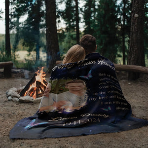 A Hug From Heaven - Custom Photo Memorial Gift - Personalized Blanket