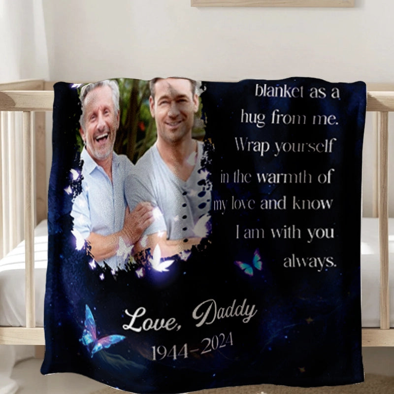 A Hug From Heaven - Custom Photo Memorial Gift - Personalized Blanket