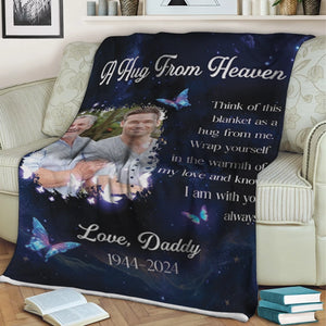 A Hug From Heaven - Custom Photo Memorial Gift - Personalized Blanket