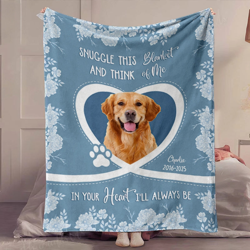 Snuggle This Blanket And Think Of Me  - Pet Memorial Chinoiserie Toile - Personalized Blanket