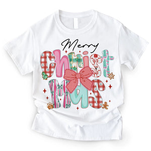Merry Christmas - Christmas Bow Cute Holiday Gift - Personalized T-Shirt