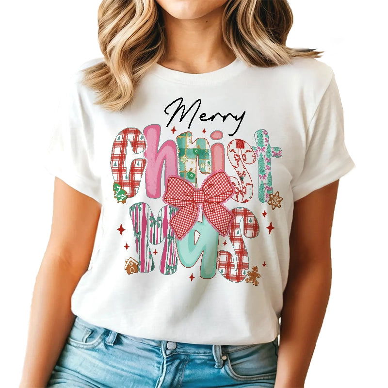 Merry Christmas - Christmas Bow Cute Holiday Gift - Personalized T-Shirt