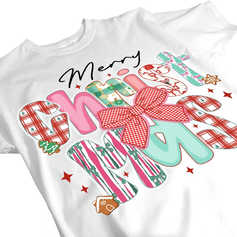 Merry Christmas - Christmas Bow Cute Holiday Gift - Personalized T-Shirt