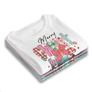 Merry Christmas - Christmas Bow Cute Holiday Gift - Personalized T-Shirt