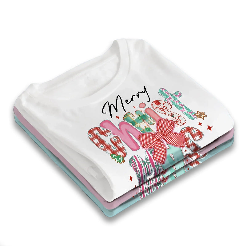 Merry Christmas - Christmas Bow Cute Holiday Gift - Personalized T-Shirt