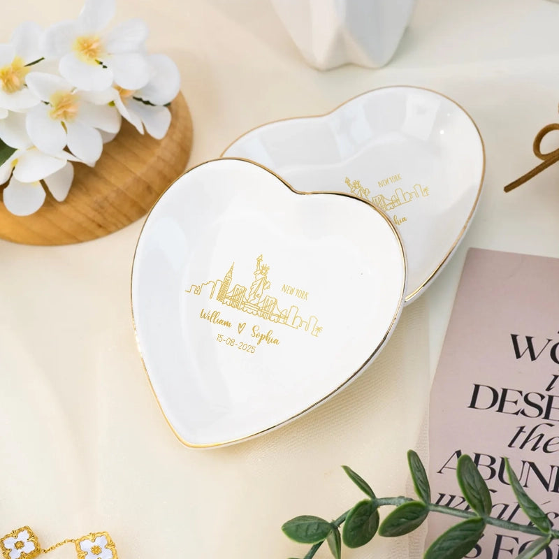 City Skyline - Couple Gift - Personalized Jewelry Dish