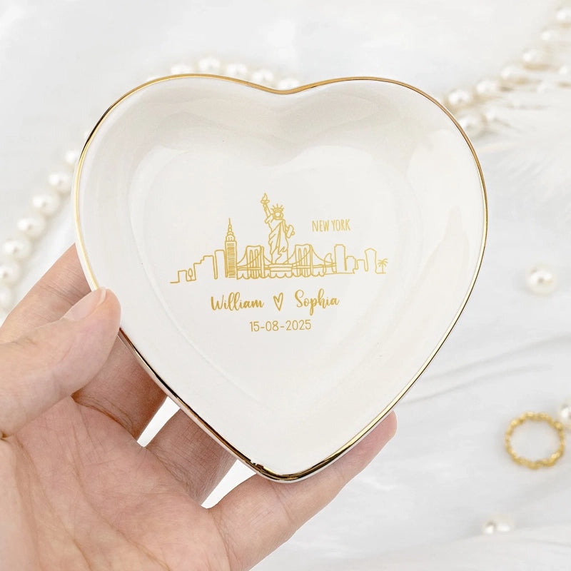 City Skyline - Couple Gift - Personalized Jewelry Dish