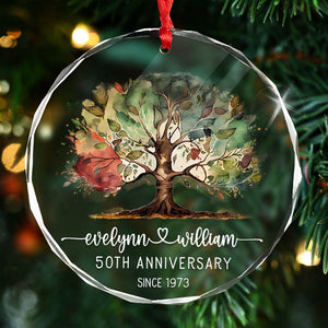 Tree Of Life - Anniversary Gift For Couples - Personalized Circle Glass Ornament