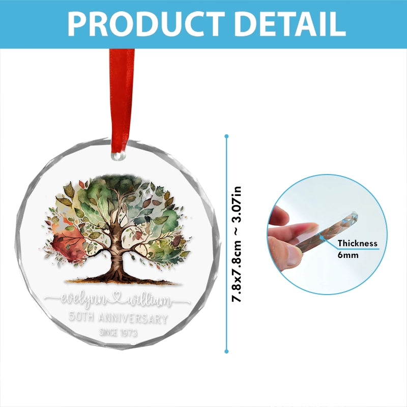 Tree Of Life - Anniversary Gift For Couples - Personalized Circle Glass Ornament