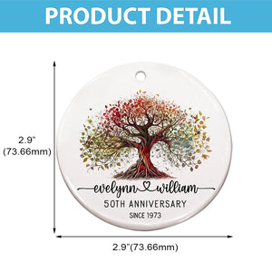 Tree Of Life - Anniversary Gift For Couples - Personalized Circle Ceramic Ornament