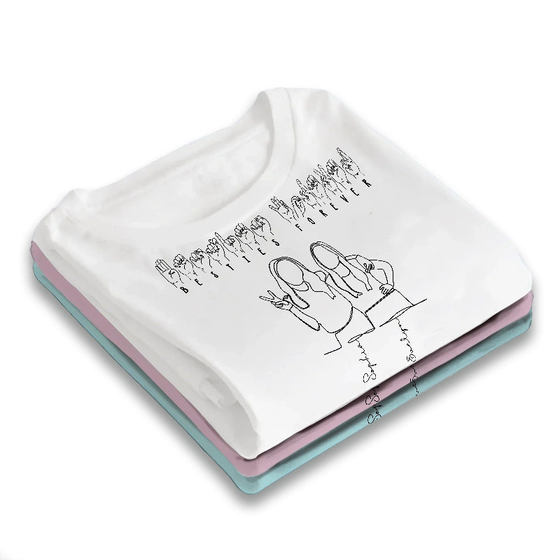 Besties American Sign Language - Gift For Best Friends - Personalized T-Shirt