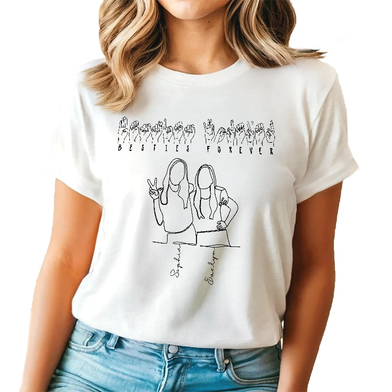 Besties American Sign Language - Gift For Best Friends - Personalized T-Shirt
