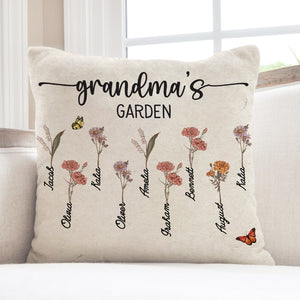 Grandma's Garden - Birthday, Loving Gift For Grandma, Nana, Gigi - Personalized Pillow