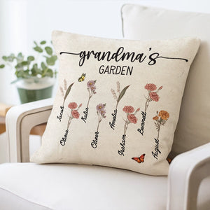 Grandma's Garden - Birthday, Loving Gift For Grandma, Nana, Gigi - Personalized Pillow